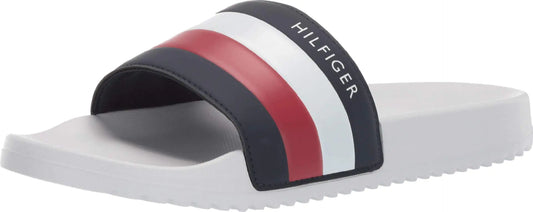 Tommy Hilfiger Mens Rozi Slide White Multi 164 12